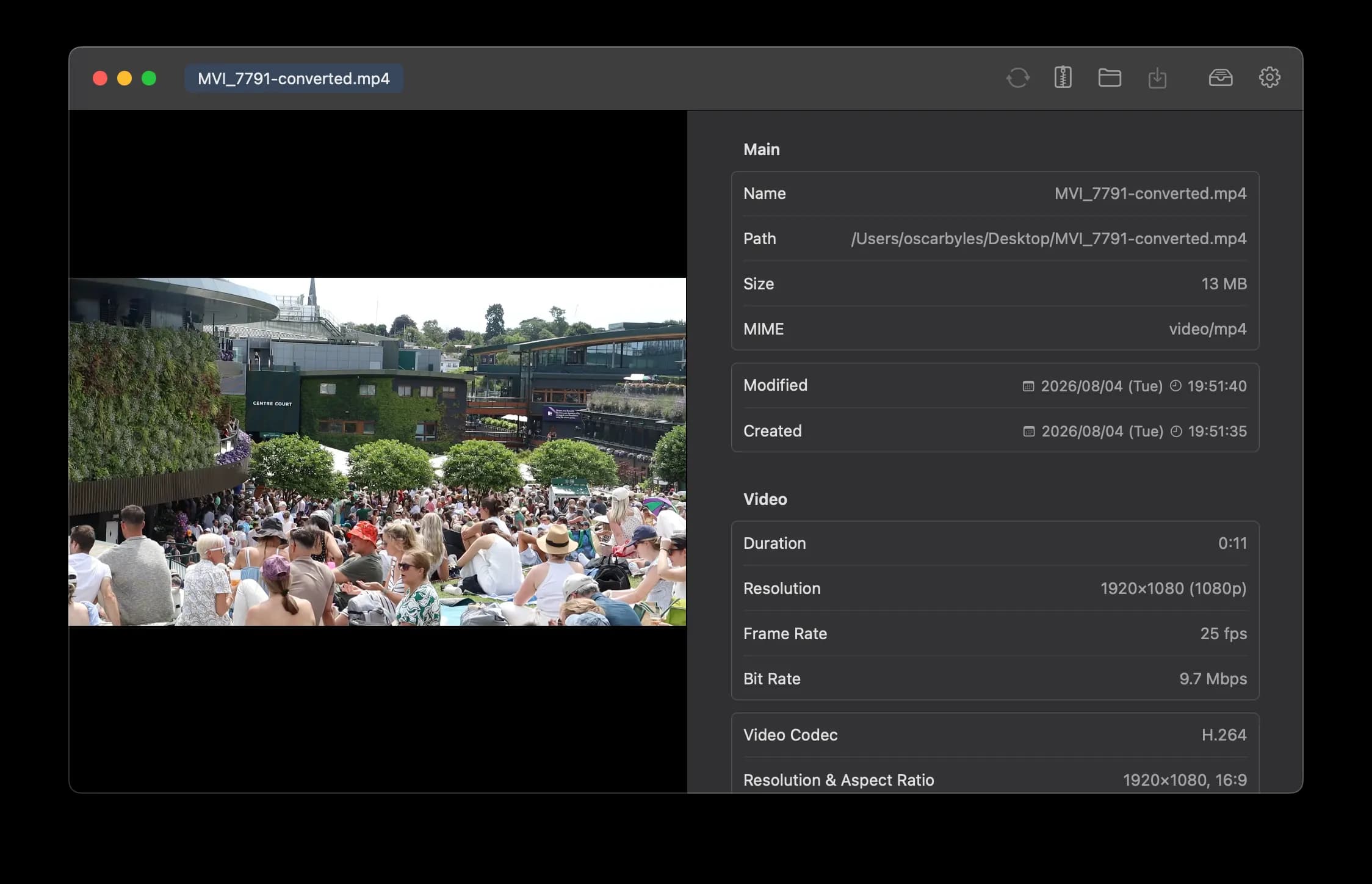 Zentro media metadata detail panel for images and video